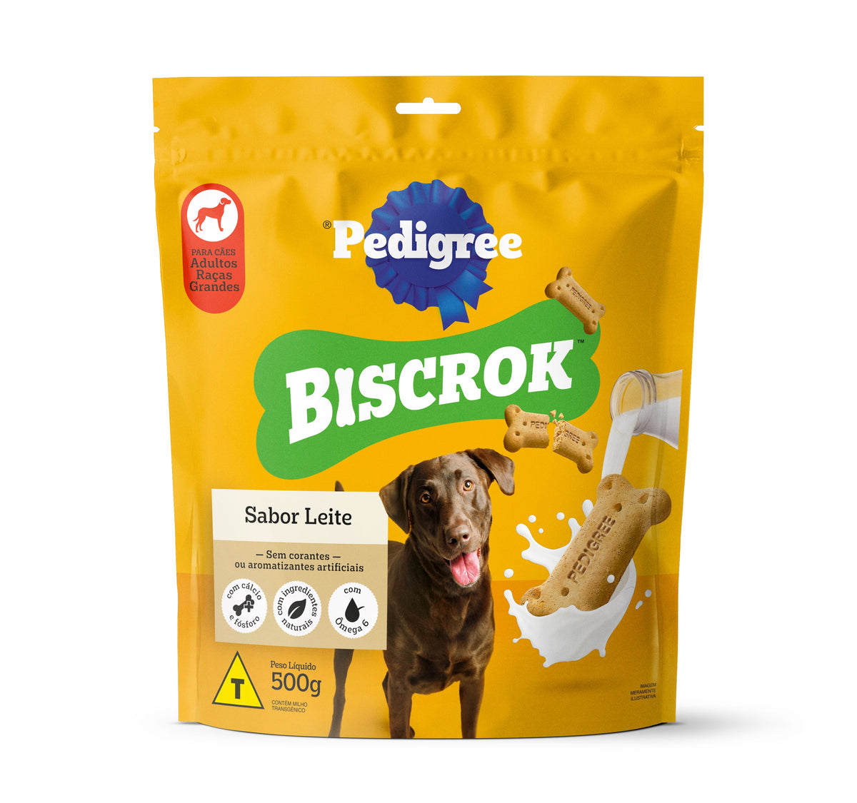 Pedigree Biscrok Sabor Leite Cães Adultos Raças Grandes 500g