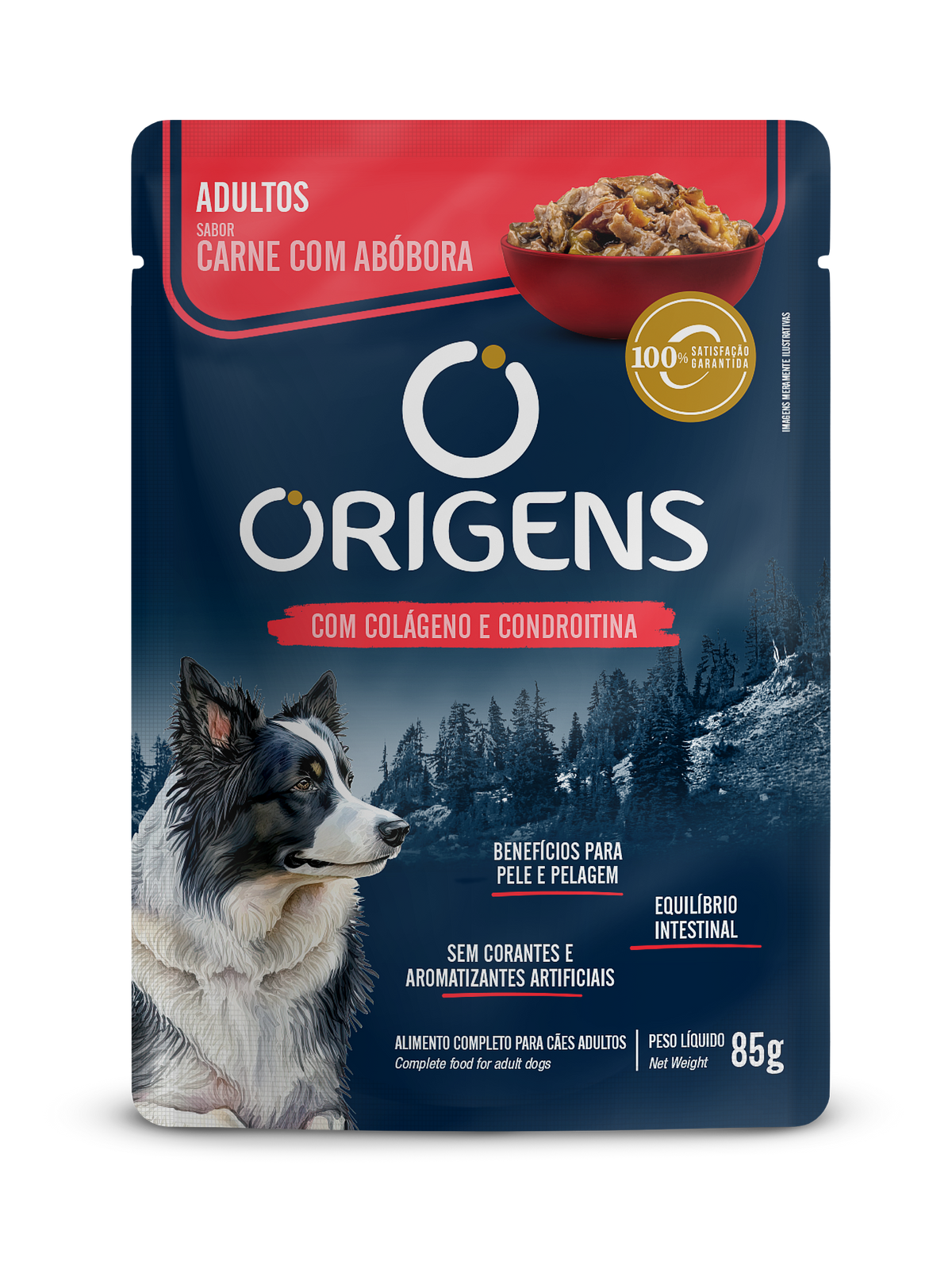 Origens Sachê Cães Adultos Sabor Carne com Abóbora 85g