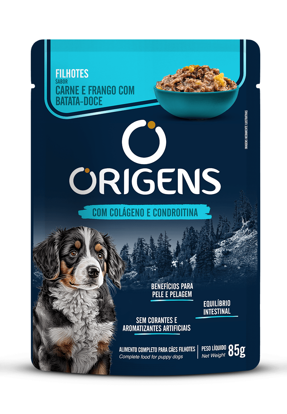 Origens Sachê Cães Filhotes Sabor Carne e Frango com Batata-doce 85g