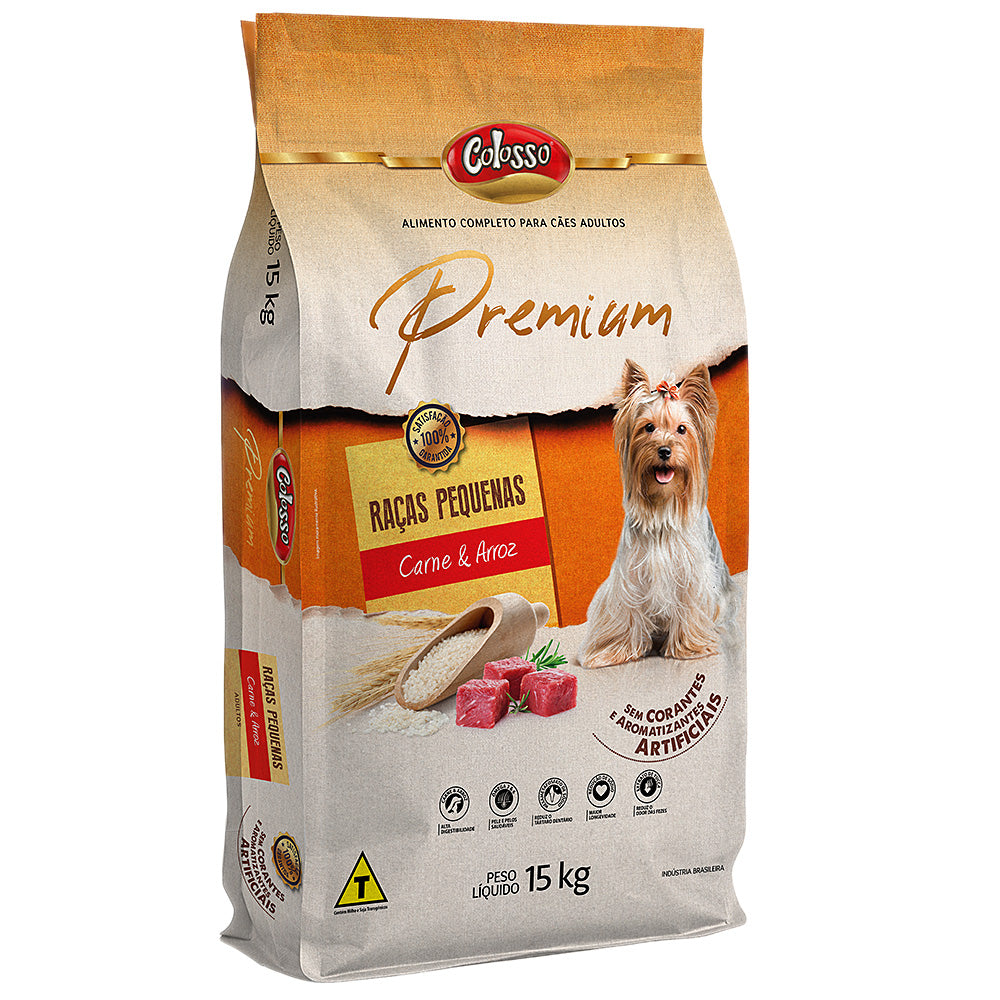 Colosso Premium Raças Pequenas - ração para cães adultos sabor carne e arroz 15kg