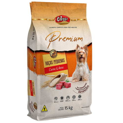 Colosso Premium Raças Pequenas - ração para cães adultos sabor carne e arroz 15kg