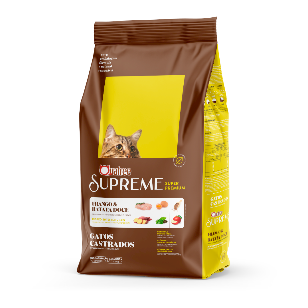 Quatree Supreme Natural Gatos Castrados Sabor Frango 1kg