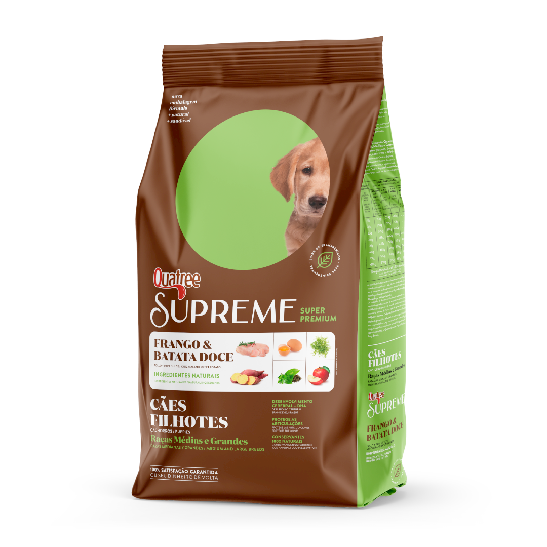 Quatree Supreme Natural Filhotes Raças Médias e Grandes Frango e Batata Doce