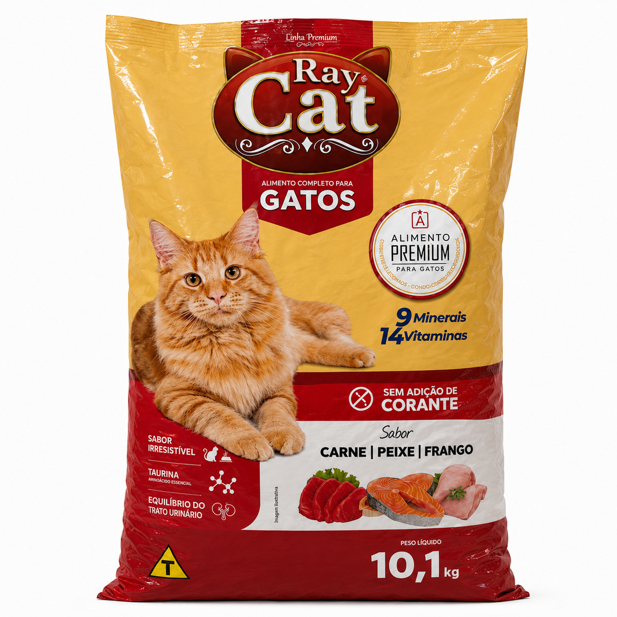 Ray Cat — Gatos Adultos Carne, Peixe e Frango Sem Corante 10,1kg