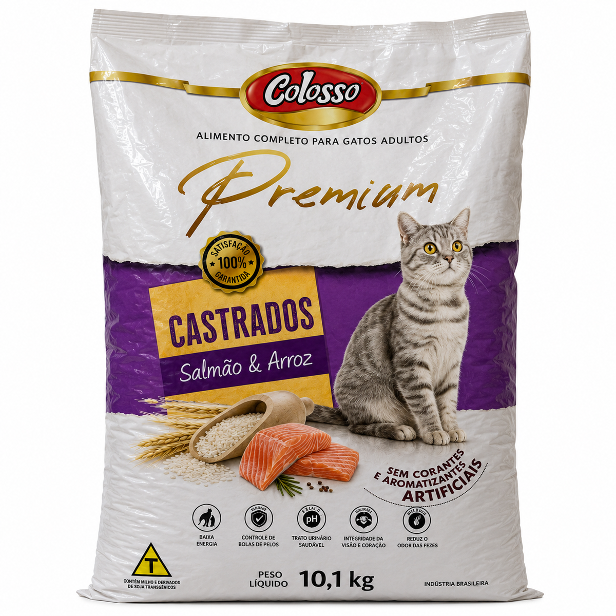 Colosso Premium — Gatos Castrados Salmão e Arroz 10,1kg