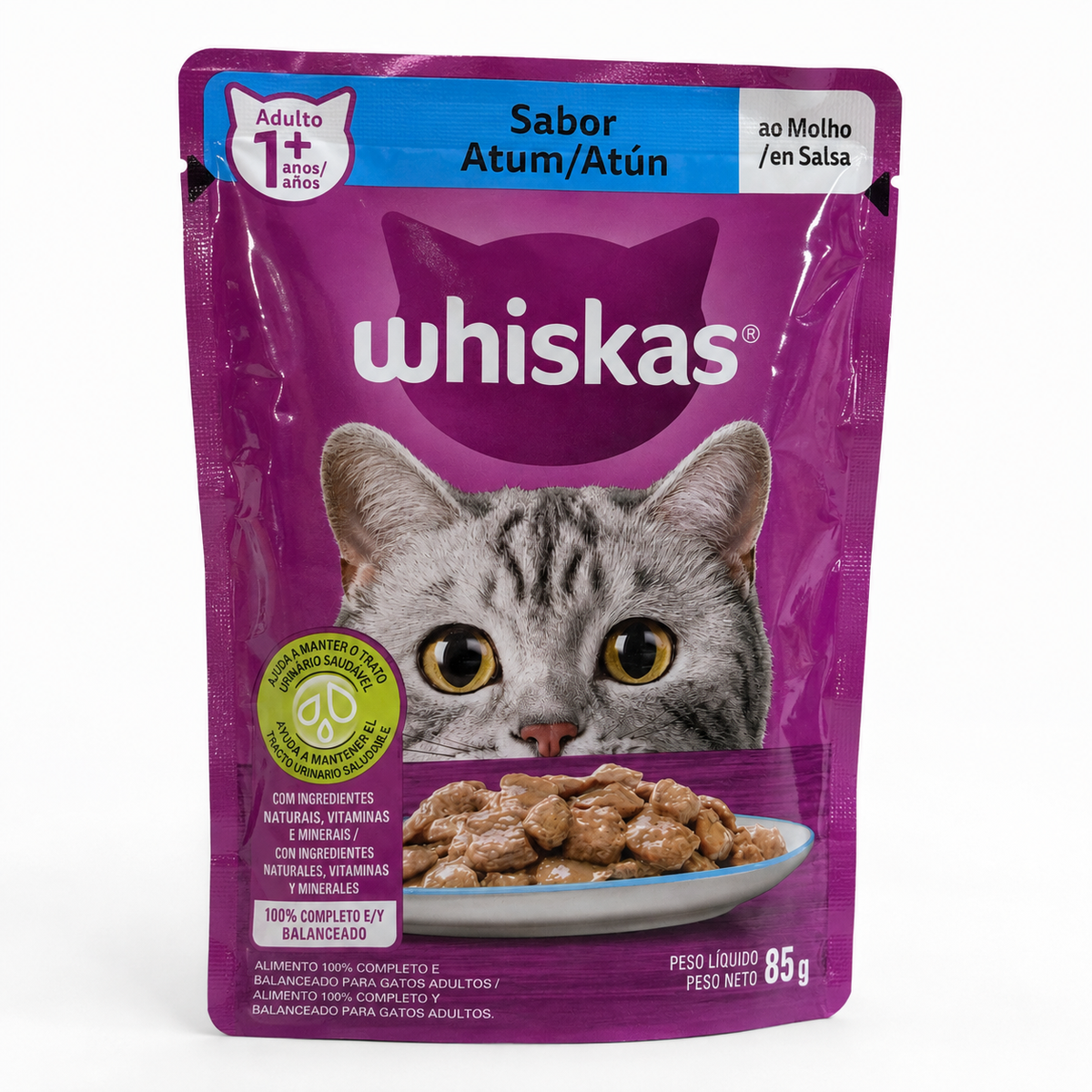 Whiskas Sachê — Gatos Adultos Sabor Atum ao Molho 85g