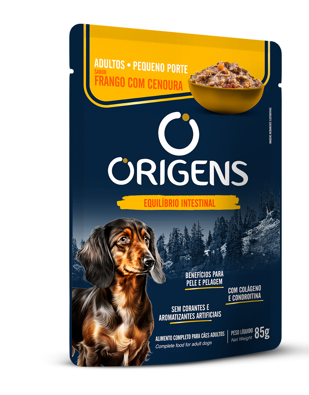 Origens Sachê Cães Adultos Pequeno Porte Sabor Frango com Cenoura 85g