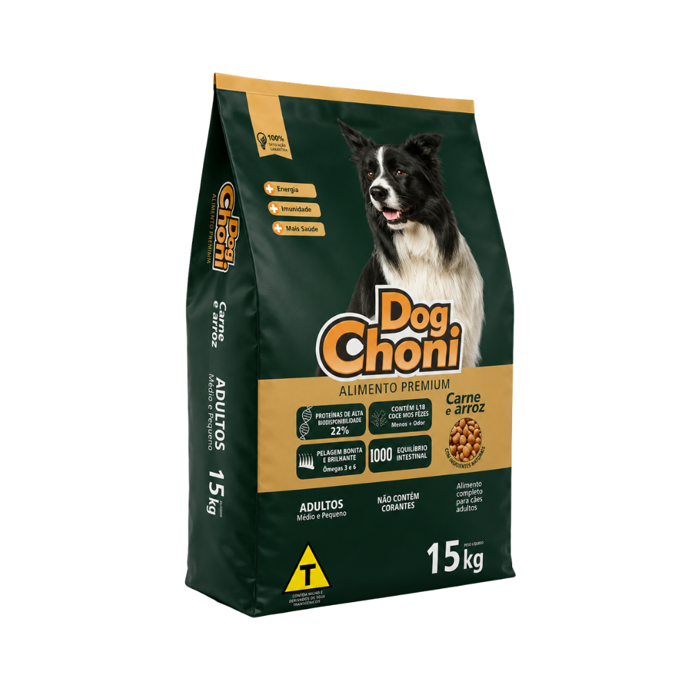 Ração DogChoni — Cães Adultos Sabor Carne e Arroz 15kg