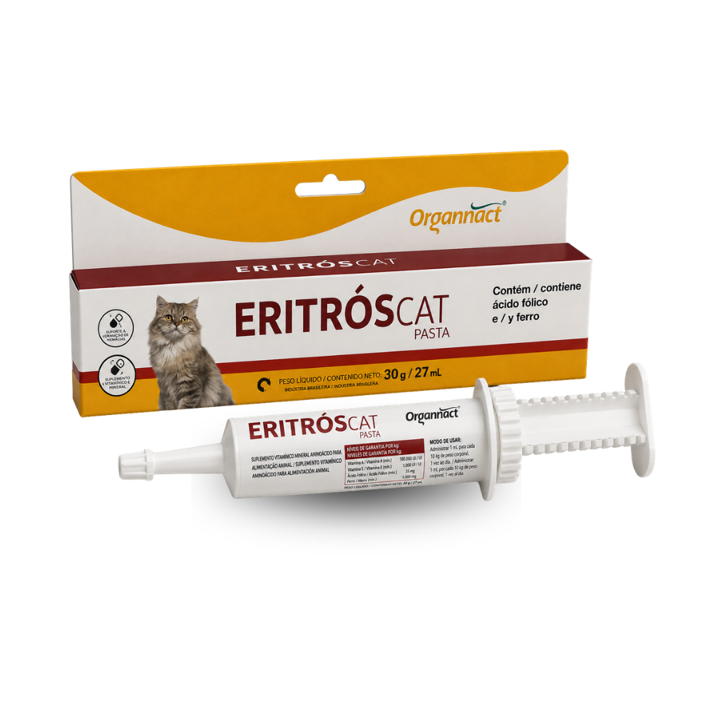 Eritrós Cat Pasta — Suplemento Vitamínico Mineral para Gatos — Seringa 27 ml