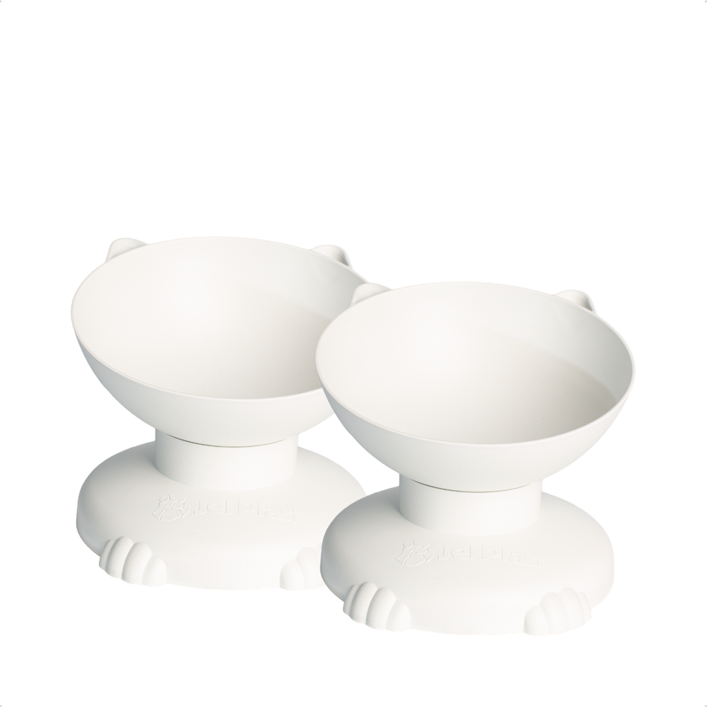 Comedouro Elevado para Gatos Jel Plast Branco