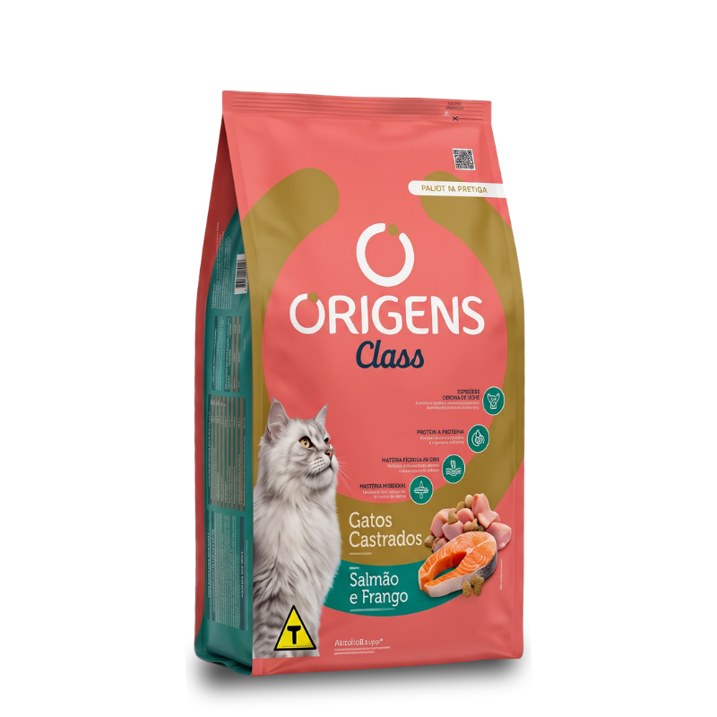 O Origens Class — Gatos Castrados Sabor Salmão e Frango